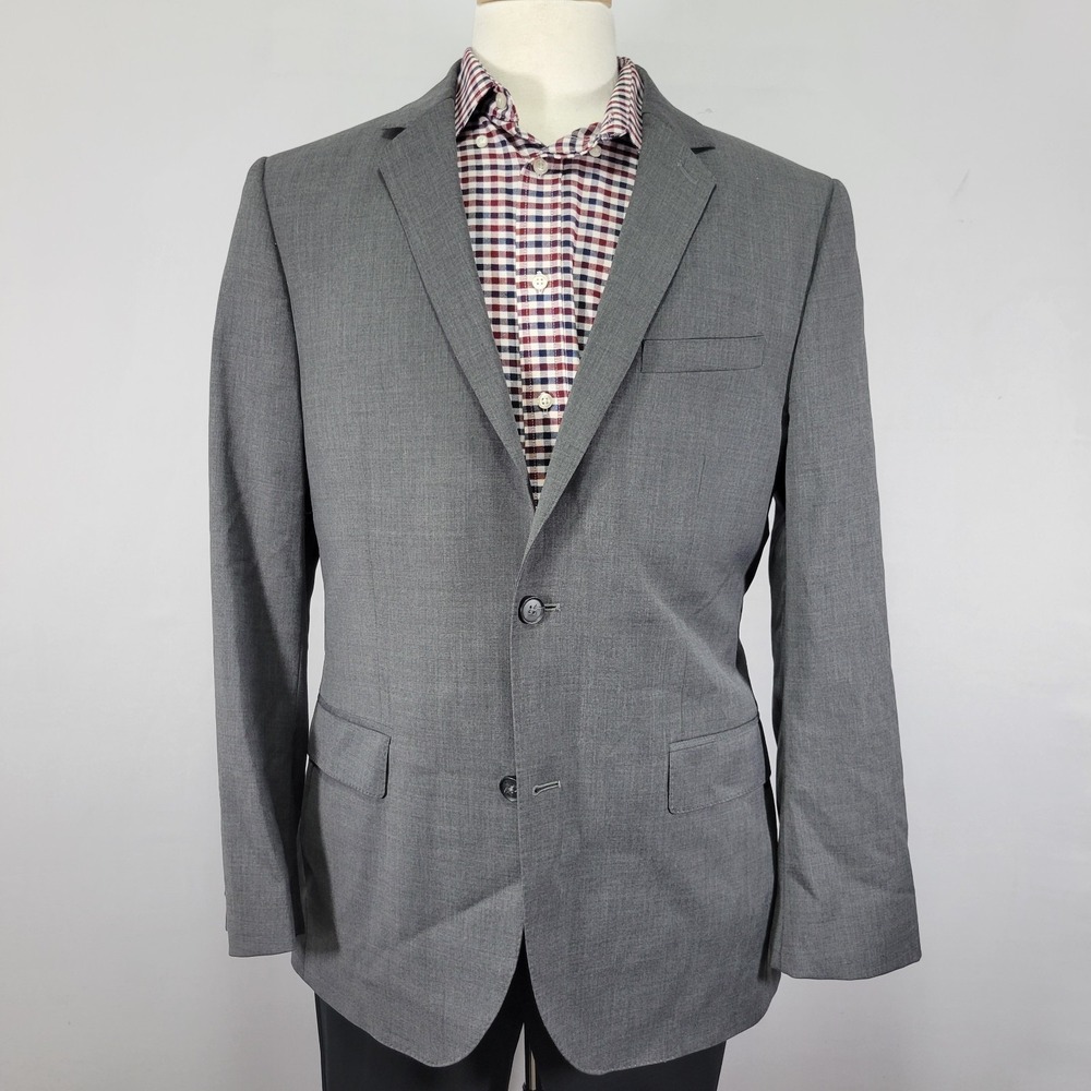 Express‎ Men's Sport Coat Blazer Two Button Gray Polyester Wool Size 42R